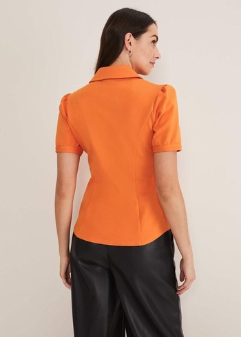 Phase Eight Shaden Zip Front Ponte Shirts Orange USA | 5791624-YS